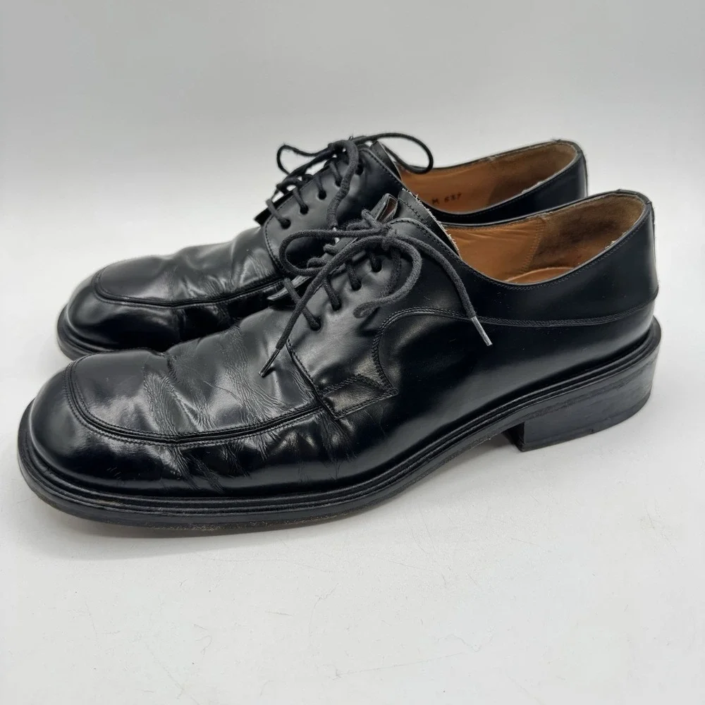 Mezlan Alcoy Vintage Y2K Black Leather Chunky Oxford Mens Sz 10 Black Platform